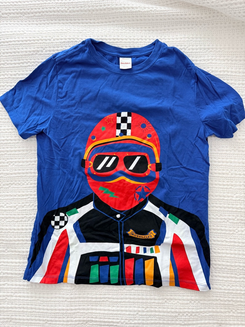 Hanna Andersson Royal Blue Kids Racing Helmet Graphic Tee